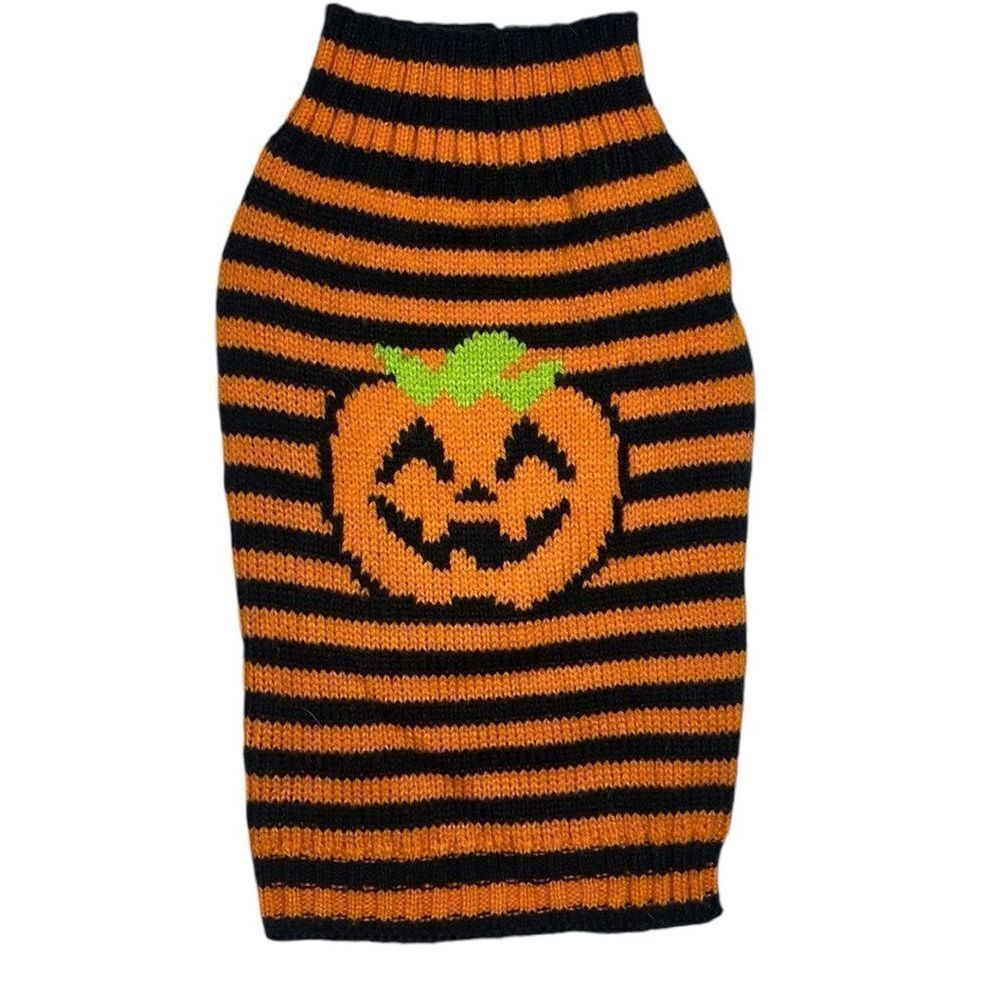 Striped Pumpkin Knit Dog Sweater Simply Dog - Picture 2 of 8